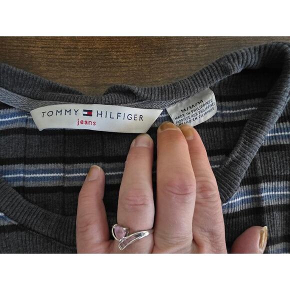 Tommy Hilfiger Y2K Ribbed Stripe Long Sleeve Henley Top M - Picture 2 of 7